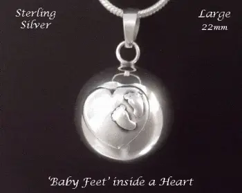 baby feet in heart harmony necklace